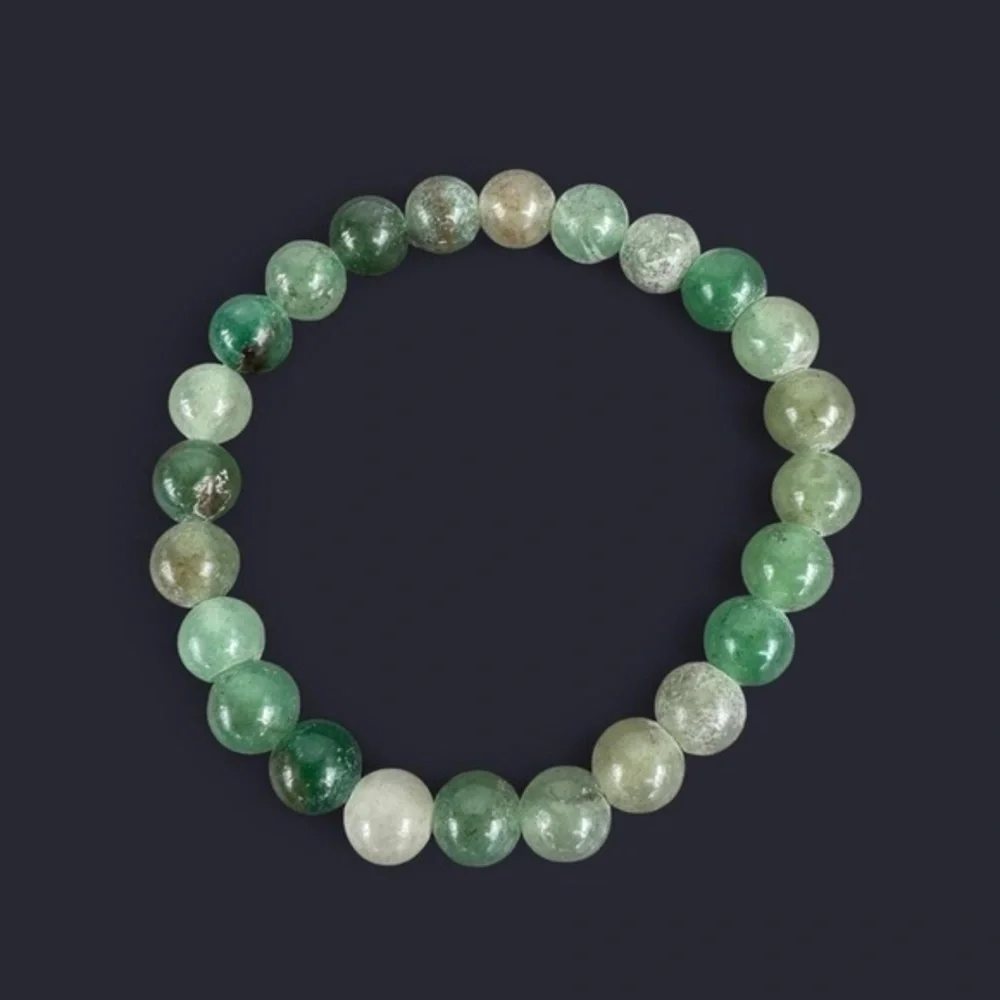 Green Aventurine Gemstone Bead Bracelet 8mm